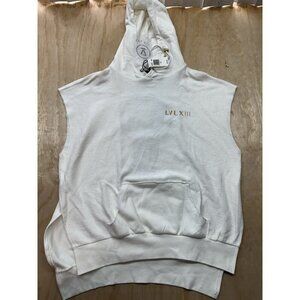 LVL XIII Mens Sleeveless Hoodie XXL White Distressed Raw Style New MSRP $225